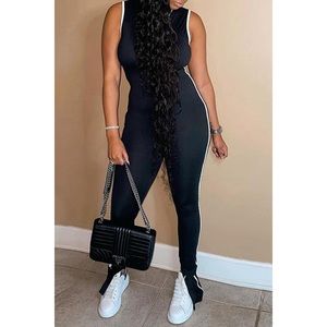Fashion Nova Black Mock Neck Sleeveless Jumpsuit